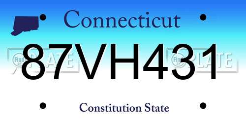 87VH431 Connecticut License Plate