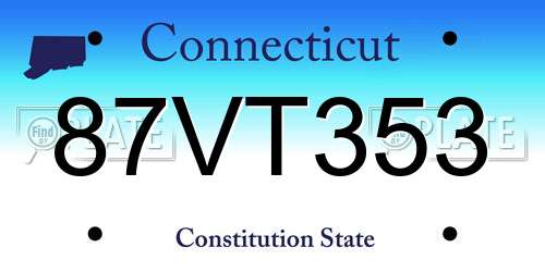 87VT353 Connecticut License Plate