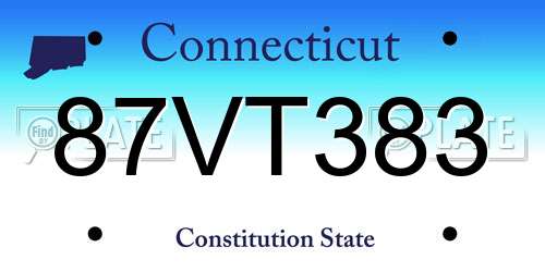 87VT383 Connecticut License Plate