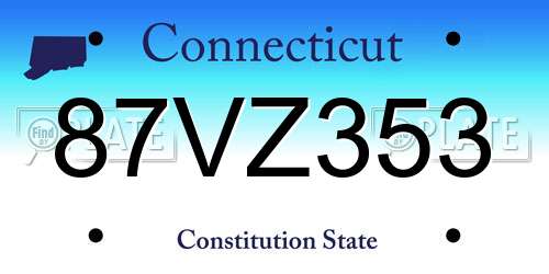 87VZ353 Connecticut License Plate
