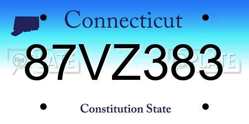 87VZ383 Connecticut License Plate