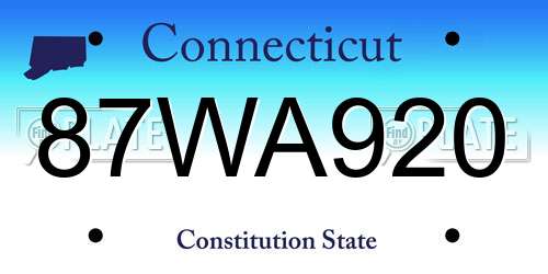 87WA920 Connecticut License Plate