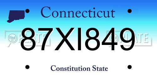 87XI849 Connecticut License Plate