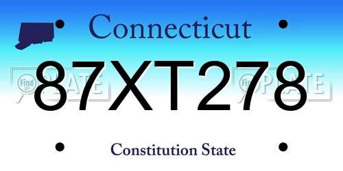 87XT278 Connecticut License Plate