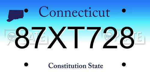 87XT728 Connecticut License Plate