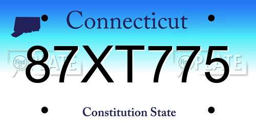 87XT775 Connecticut License Plate