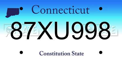 87XU998 Connecticut License Plate