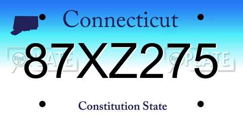87XZ275 Connecticut License Plate