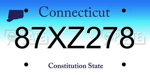 87XZ278 Connecticut License Plate