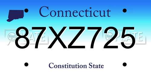 87XZ725 Connecticut License Plate