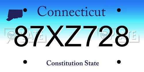 87XZ728 Connecticut License Plate