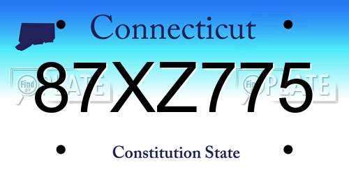 87XZ775 Connecticut License Plate