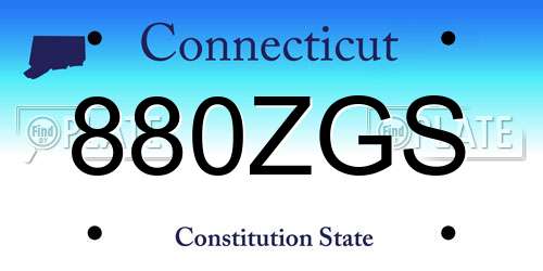 880ZGS Connecticut License Plate