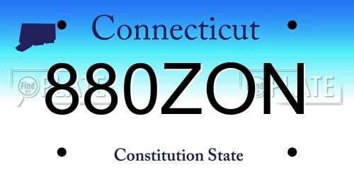 880ZON Connecticut License Plate