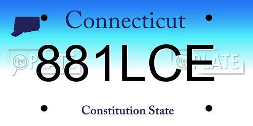 881LCE Connecticut License Plate