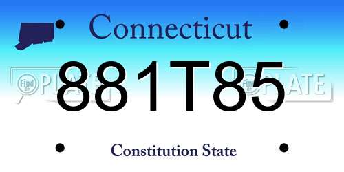 881T85 Connecticut License Plate