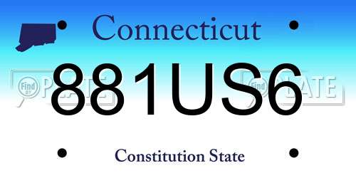 881US6 Connecticut License Plate