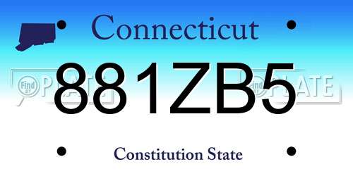 881ZB5 Connecticut License Plate