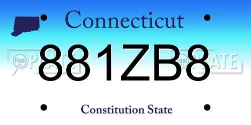 881ZB8 Connecticut License Plate