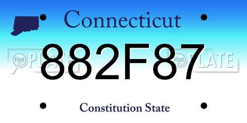882F87 Connecticut License Plate
