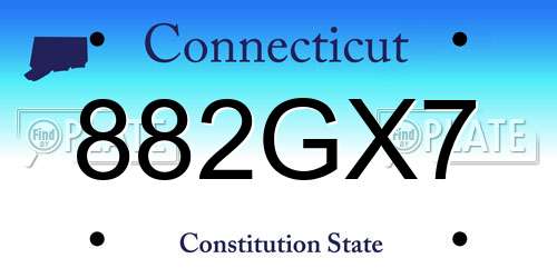 882GX7 Connecticut License Plate