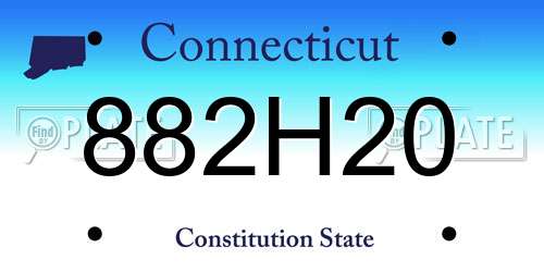 882H20 Connecticut License Plate