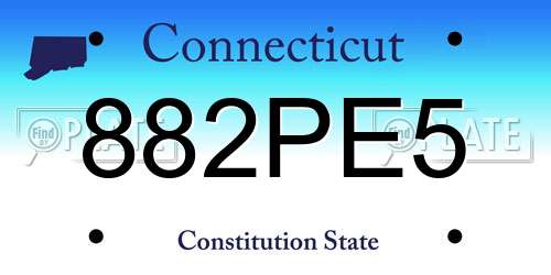 882PE5 Connecticut License Plate
