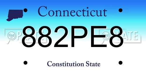 882PE8 Connecticut License Plate