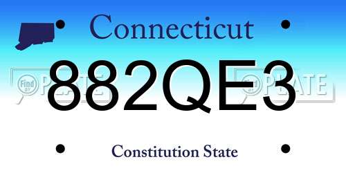 882QE3 Connecticut License Plate