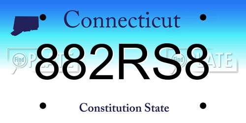 882RS8 Connecticut License Plate