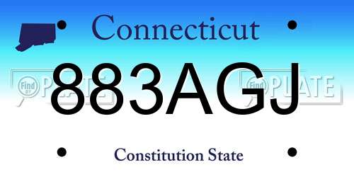 883AGJ Connecticut License Plate