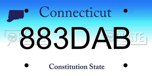 883DAB Connecticut License Plate