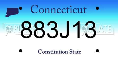 883J13 Connecticut License Plate