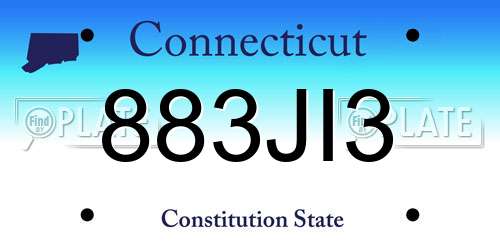 883JI3 Connecticut License Plate