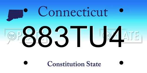 883TU4 Connecticut License Plate