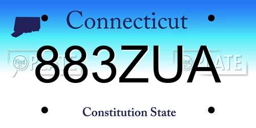 883ZUA Connecticut License Plate