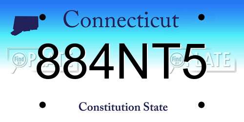 884NT5 Connecticut License Plate