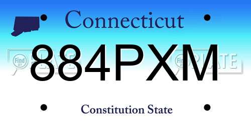 884PXM Connecticut License Plate