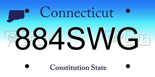884SWG Connecticut License Plate