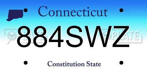 884SWZ Connecticut License Plate