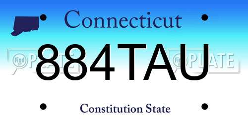 884TAU Connecticut License Plate