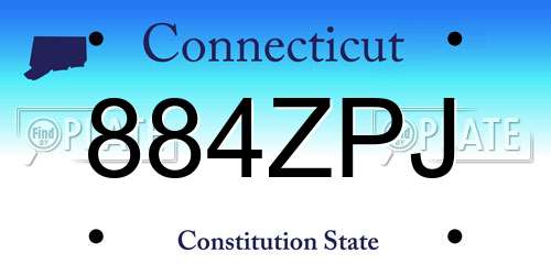 884ZPJ Connecticut License Plate