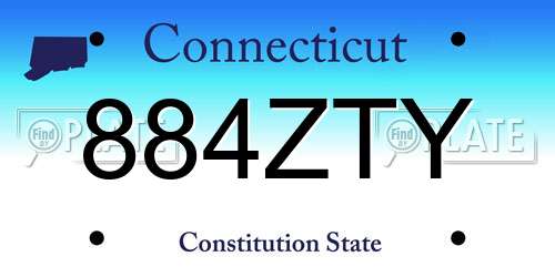 884ZTY Connecticut License Plate