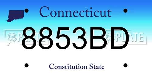 8853BD Connecticut License Plate