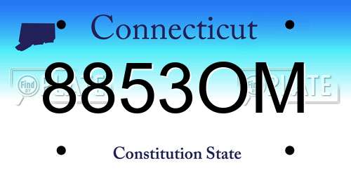 8853OM Connecticut License Plate