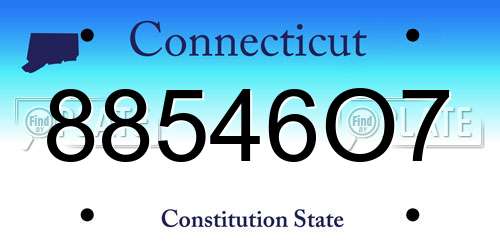 88546O7 Connecticut License Plate