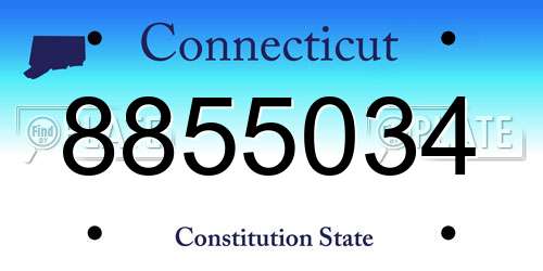 8855034 Connecticut License Plate