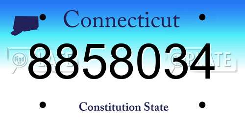 8858034 Connecticut License Plate