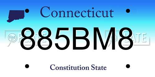 885BM8 Connecticut License Plate