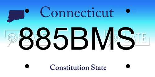 885BMS Connecticut License Plate